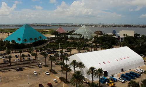 The finished product was an impressive 28,000 square foot tent that towered 40 feet into the air.