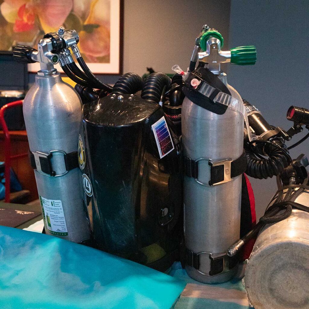 Breathing gear for underwater operations. Photo by Kerry Toorcana